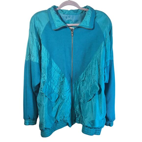 Lady Lavon Vintage Silk-Blend Jacket – Size 2X | Teal Blue [0398] - Picture 1 of 8